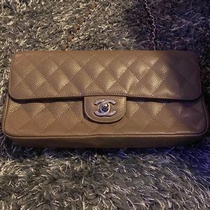Gray Chanel clutch purse
